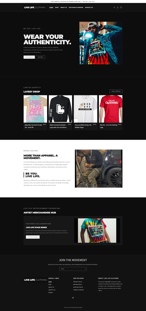Live Life Clothing — Design & Development